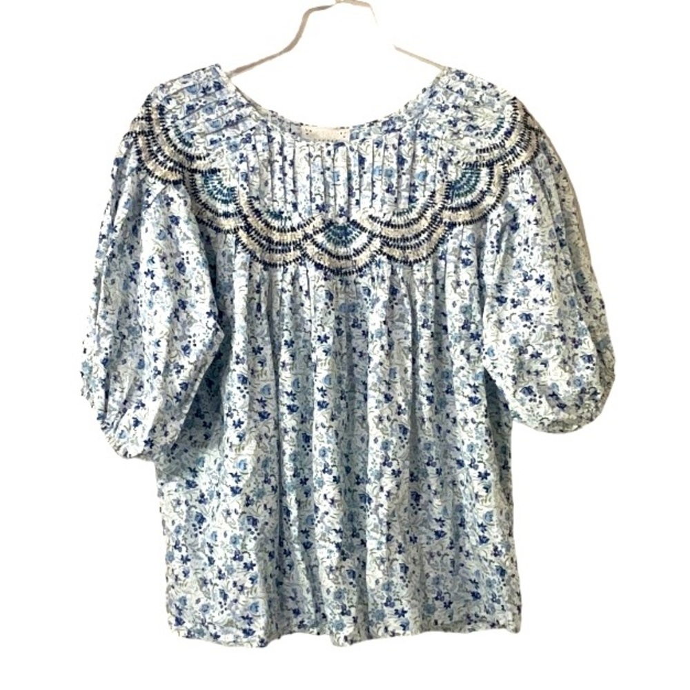 Johnny Was Tatiana Floral Embroidered Top Size Medium